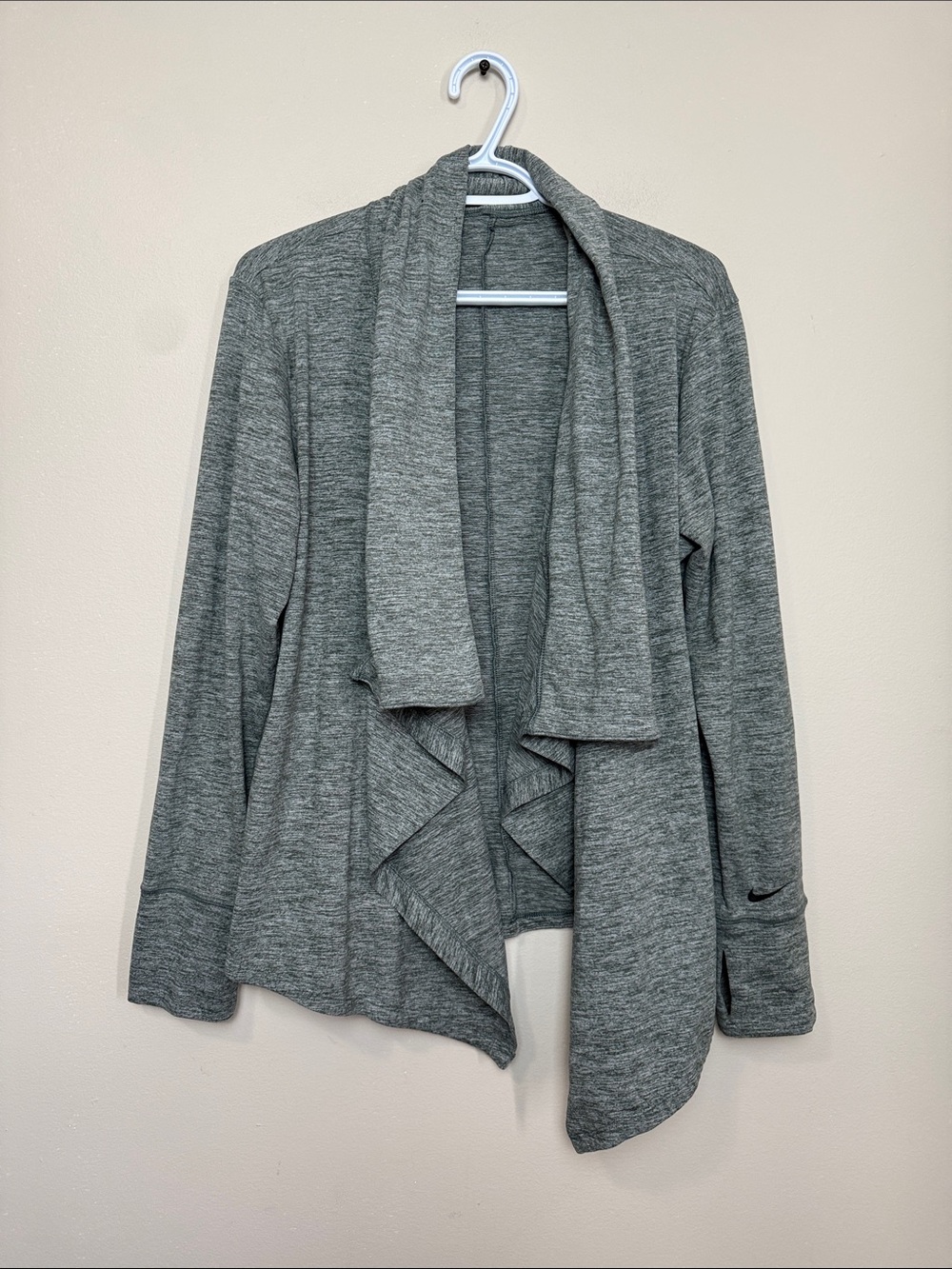 Nike Gray Draped Open-Front Women's Cardigan Sweater size M